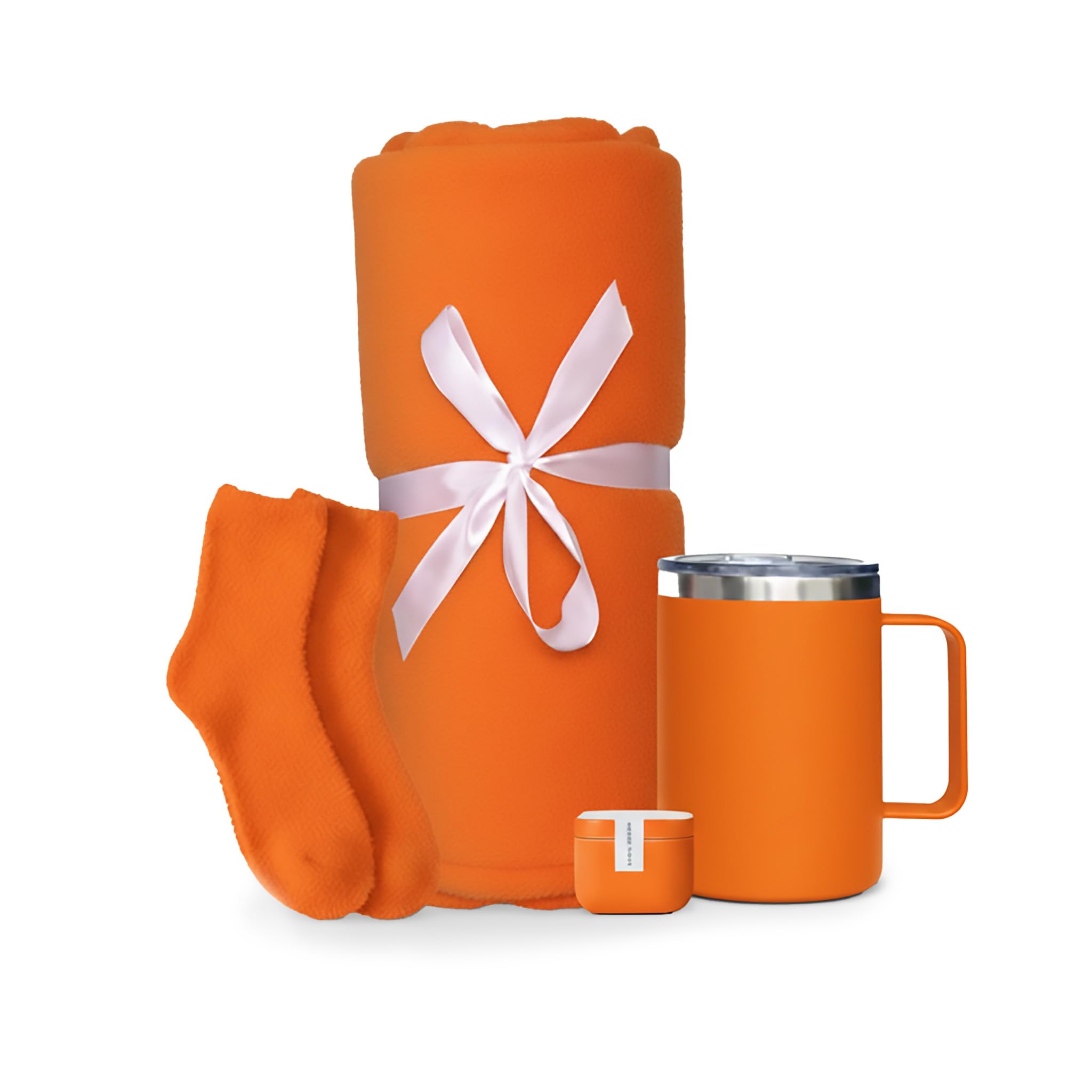 Coffret cadeau d'hiver contre le froid avec plaid doux et tasse isotherme bureau