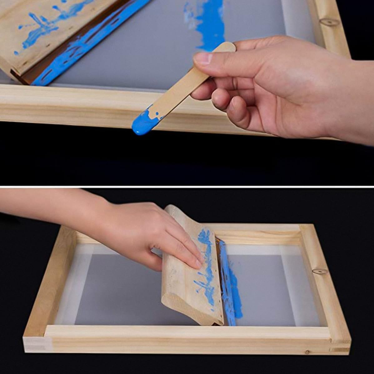 Holibanna Kit Serigrafia per Stampa a Getto D'inchiostro 19 Pezzi per Stampa Fai da Te Telaio in Legno e Plastica, Raschietti e Pellicola Trasparente Colore Casuale