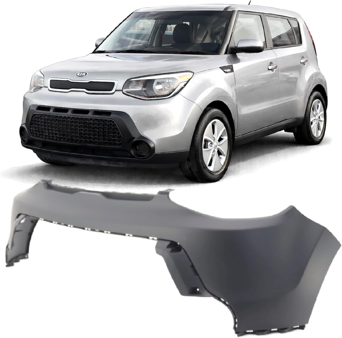 FitParts Compatible With Front Upper Bumper Cover 2014 2015 2016 Kia Soul Hatchback KI1014100 Base EX Exclaim LX Plus SX. Ready to paint. 86511B2000
