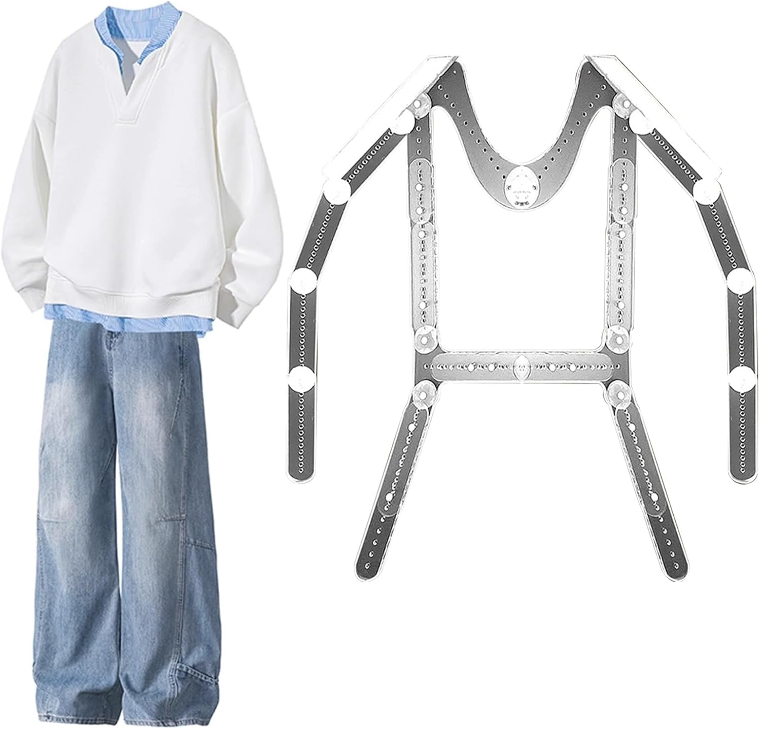 Mannequin Dress Form Invisible Body Shape Hanger for Dress Set, Dress Form Coat Hanger Adjustable Shape, Telescopic Clothes Rack for Photography, Laundry Holder(Unisex)