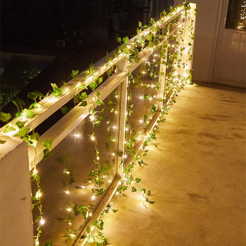 ALILA 32Feet / 10Meters Leaf Money Plant Led String Lights for Home Office Diwali Balcony Living Room Lawn Garden Indoor/Outdoor Decor Decoration, Battery Powered-image-39