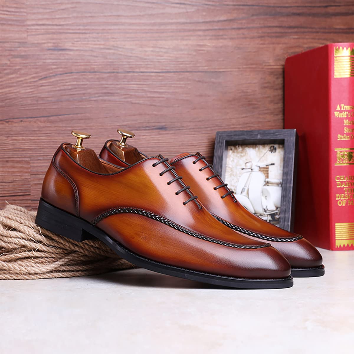 Chaussures Derby Hommes Chaussures d'affaires Formelles Lacets Richelieus Chaussures Toilette Confortables Respirantes