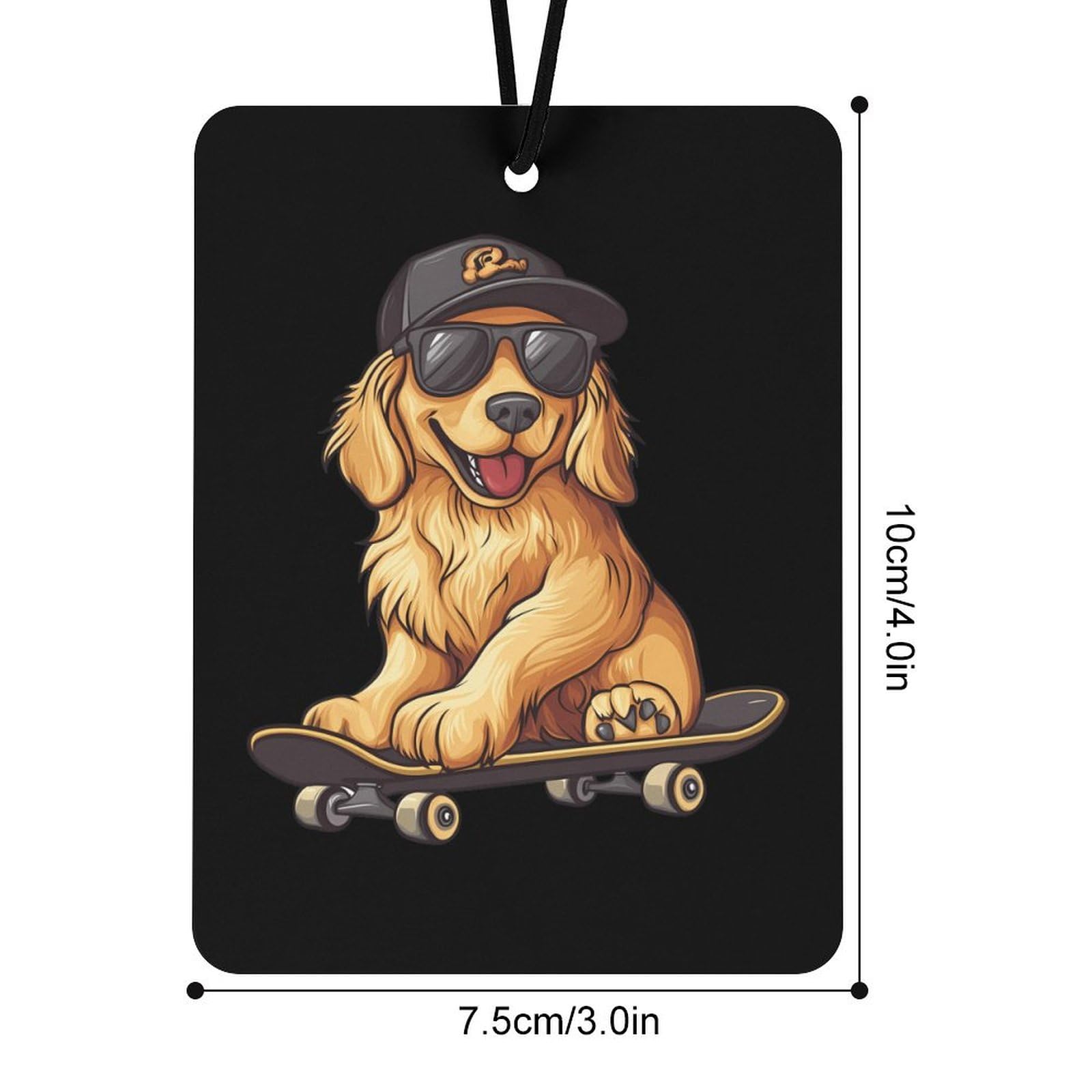 Cool Retriever Dog Skateboard Car Air Freshener Hanging Aromatherapy Tablets for Car Accessories Square