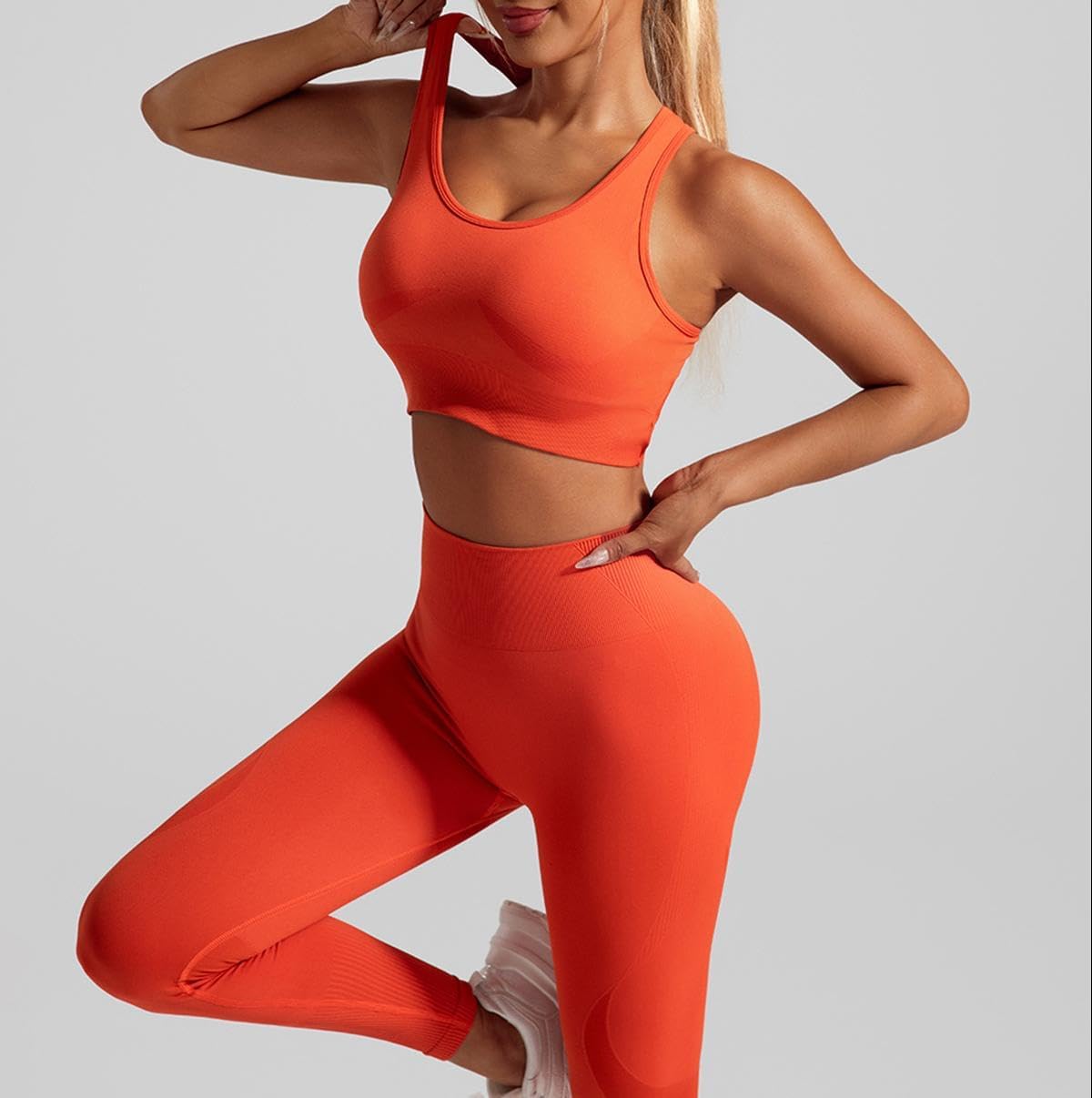 2 Piece Workout Sets for Women Sports Bras and High Waisted Leggings Yoga Outfits Set for Women - Image 2