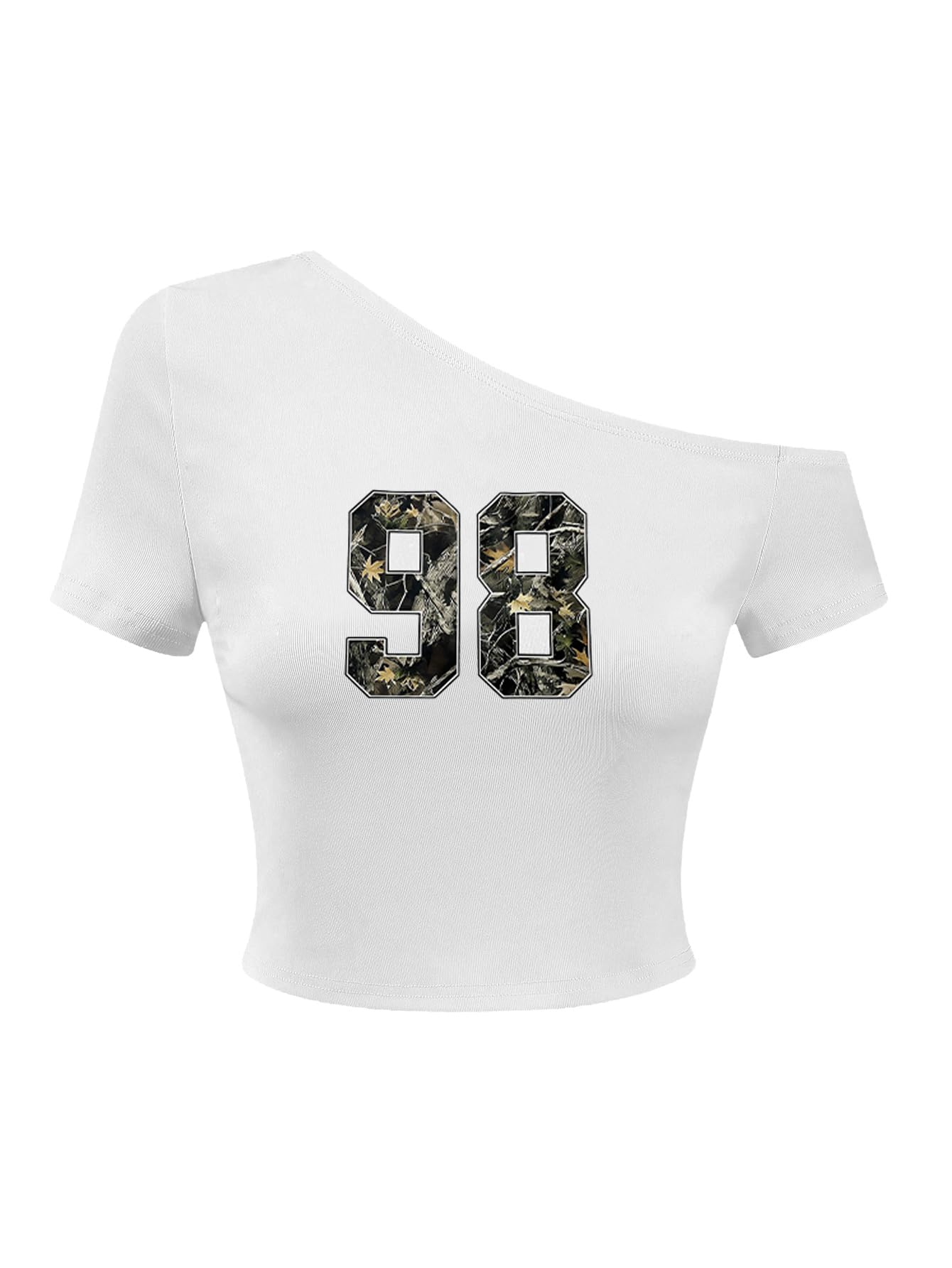 Women's Jamaica Shirt One Shoulder Crop Top Letter Graphic Tees