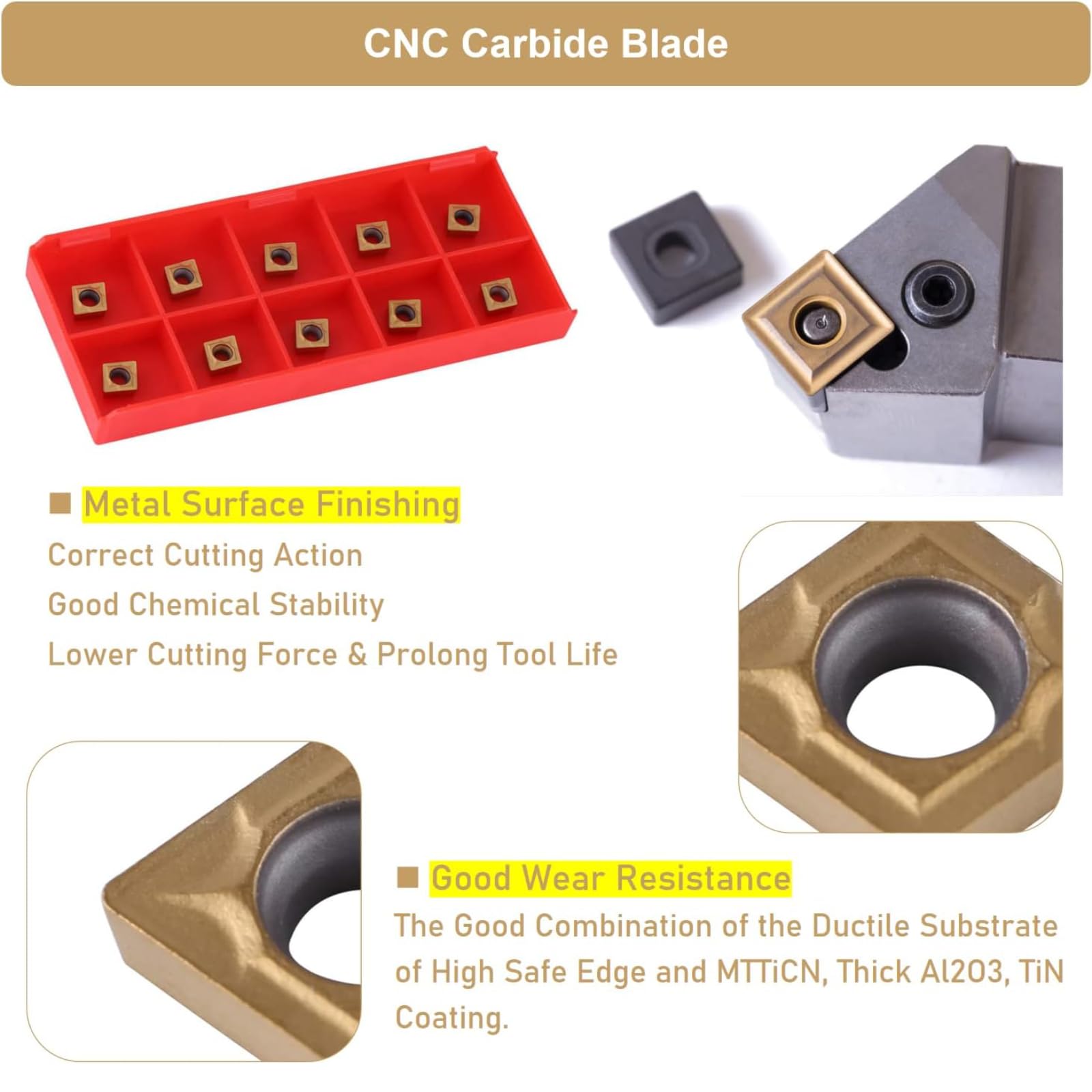 CNC nóż z twardego metalu, płytki do dłut tokarskich, 10 sztuk CCMT060204 US735 CCMT21.51 ostrze z twardego metalu
