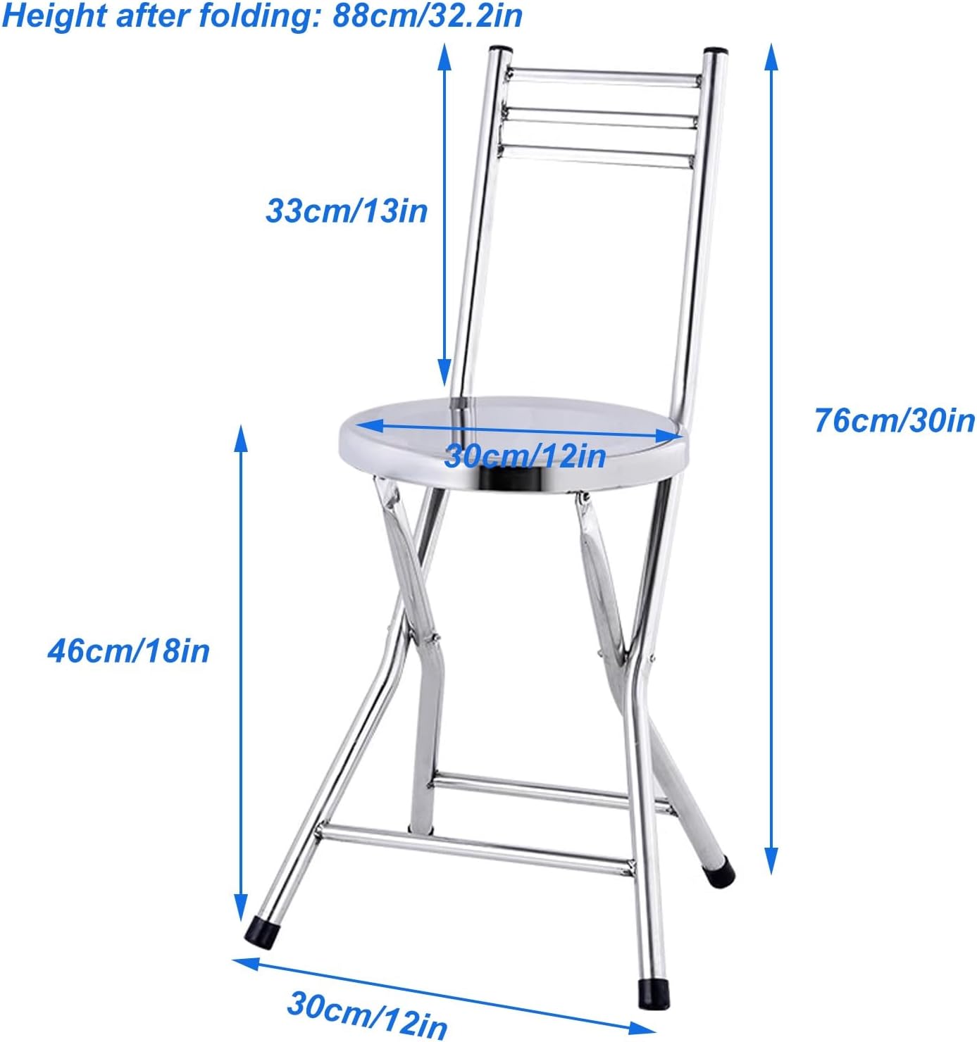 Home Folding Stool, Portable Breakfast Dining Chairs, Foldable Stainless Steel Kitchen Round Camping Outdoor Stool