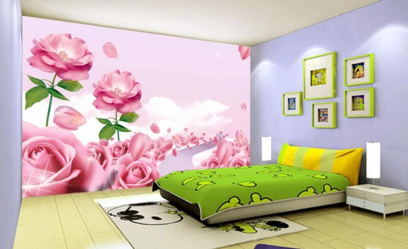 Papier peint panoramique fleurs roses pour agrandir une chambre