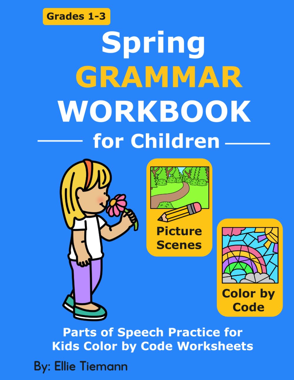 Spring Grammar Workbook for Children: Parts of Speech Practice for Kids Color by Code Worksheets