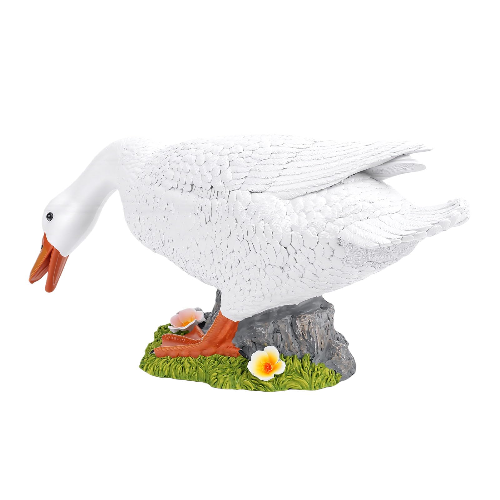 SIXRUN Statua di Anatra Scultura in Resina Dipinta a Mano di Anatra 20,67 X 7,09 X 8,66 Pollici Design Realistico di Foraggiamento Decorazione Esterna Resistente Agli Agenti Atmosferici per Giardino,