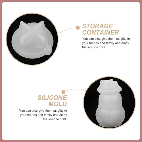 Miniatura 9 de EXCEART 2 juegos de moldes para tarros de muñeco de nieve para almacenamiento de resina epoxi, moldes de resina epoxi, moldes de resina epoxi para