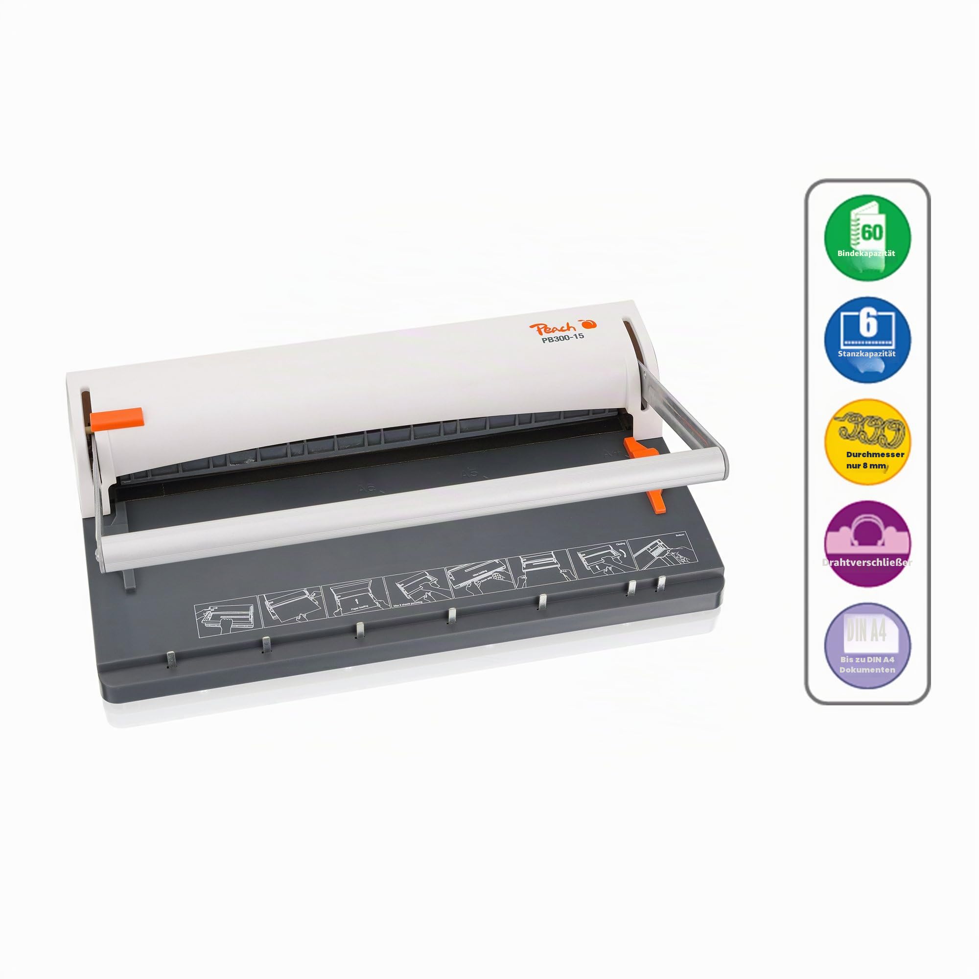 Peach Draht Bindemaschine - bindet 60 A4 Seiten - PB300-15A