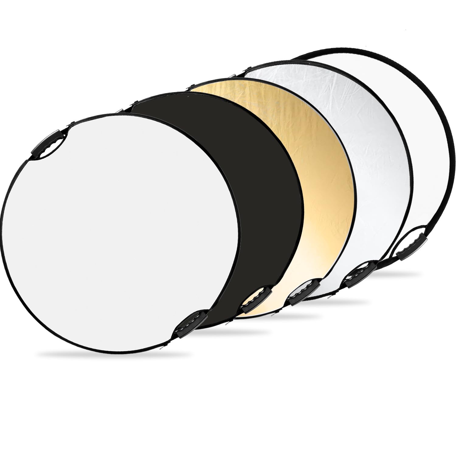 K&F CONCEPT 5in1 Faltbar Reflektor Fotografie mit Tasche&Handgriff 110CM | Durchscheinend, Silber, Gold, Weiß &Schwarz Runde Reflektoren für Fotografie,Außenbeleuchtung,Stillleben & Porträts aufnehmen