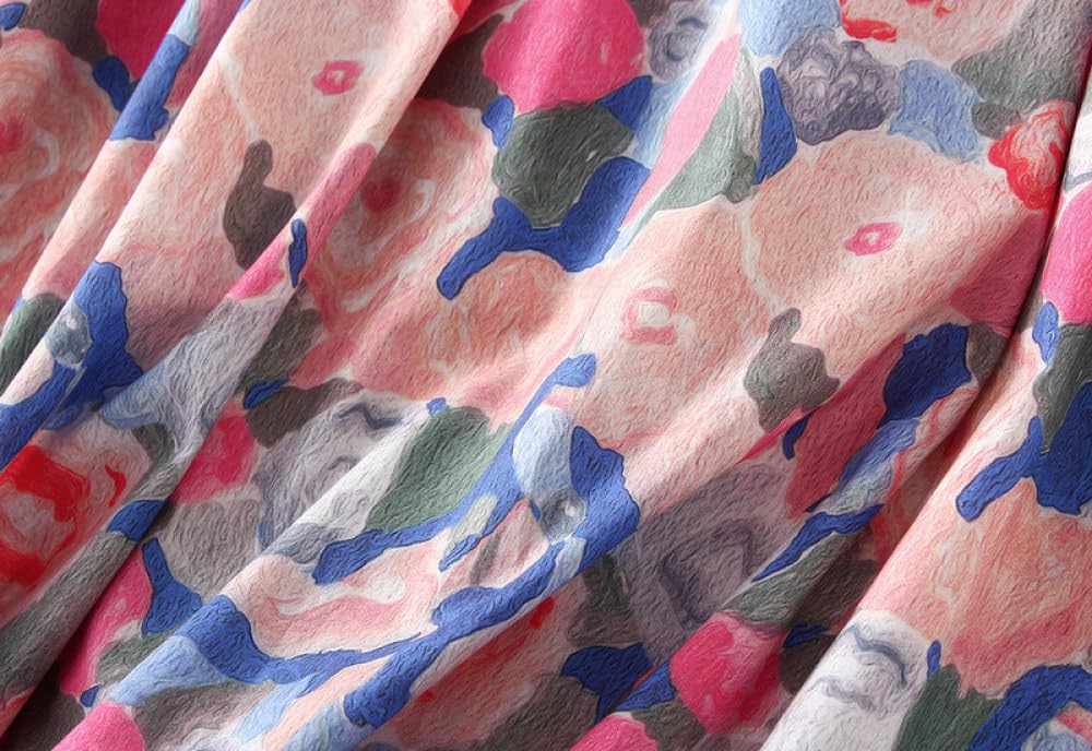Gonne da Donna,Gonna Midi Floreale da Donna retrò con Pittura A Olio Estiva Gonna A Pieghe Elastica A Vita Alta con Fodera Boho A-Line Swing Increspato Elegante Gonne Lunghe per Ragazze Signore