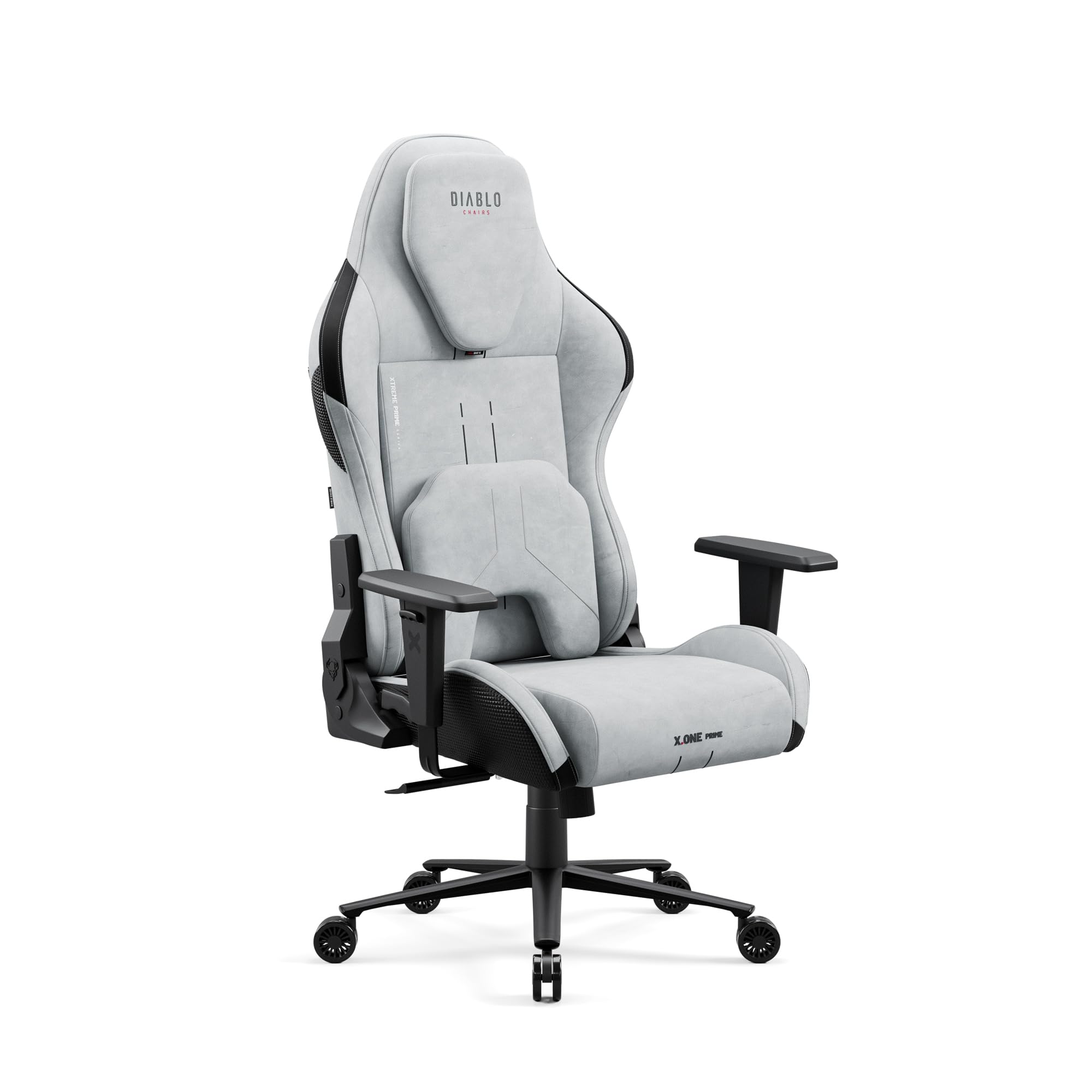 Diablo Gaming Stuhl Stoff X.One Prime – Gamer Stuhl Ergonomisch mit Magnetische Kopfstütze und Kühlender Sitz - Robuste Metallbasis, Höhenverstellbare Armlehnen - Pc Stuhl, Gaming Chair 140 kg