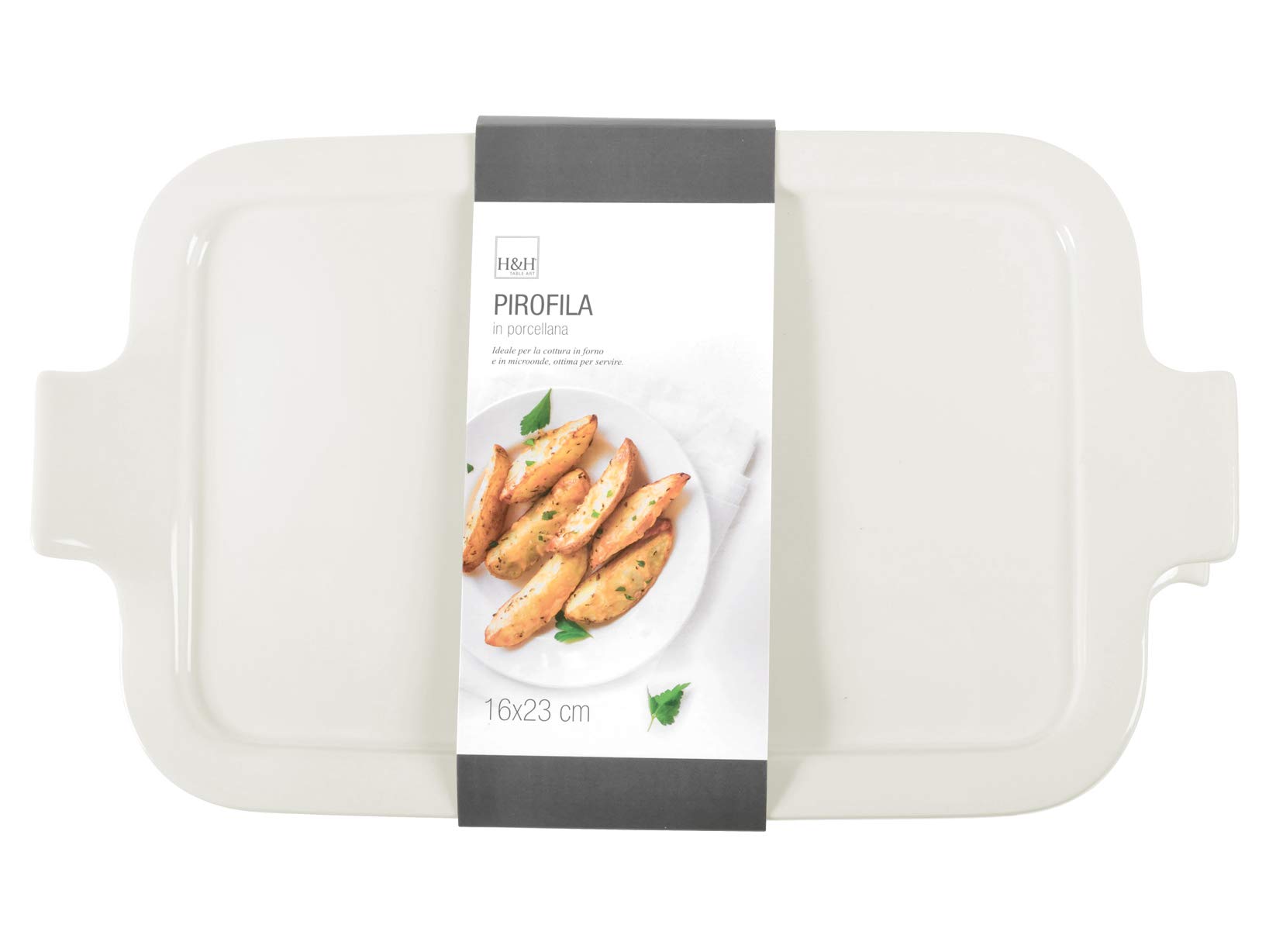 H&h pirofila rettangolare, porcellana bianca, cm16x23xh7