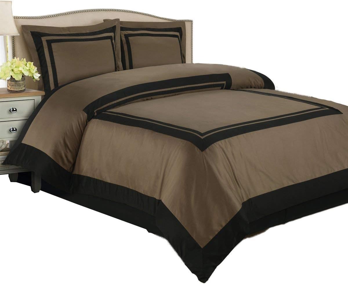Royal Hotel Bedding Blue and Chocolate Hotel 6-Piece Twin Extra Long Bed-in-a-Bag 100% Cotton 300 Thread Count