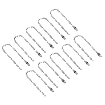 YOKIVE 10 Pcs Ball Chain, Bead Extension Keychain Cord with Connector Clasp Accessories Decoration Making, Great for Art, Handmade, DIY Silver, 3.94-Inch