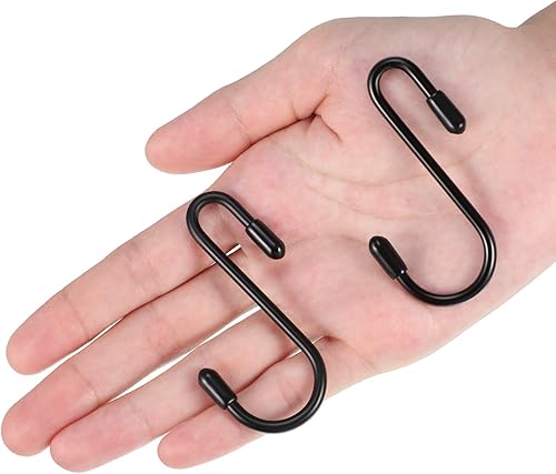 Miniatura 6 de Hotop 36 ganchos negros en forma de S para colgar de 2.4 pulgadas, resistentes en forma de S, colgador de metal antideslizante para árbol de