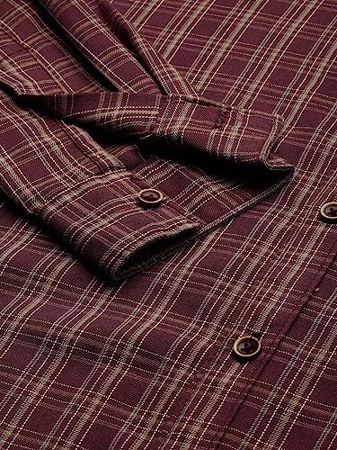 Image of The Indian Garage Co Men Regular Fit Checkered Full Sleeves Cutaway Collar Casual Shirt