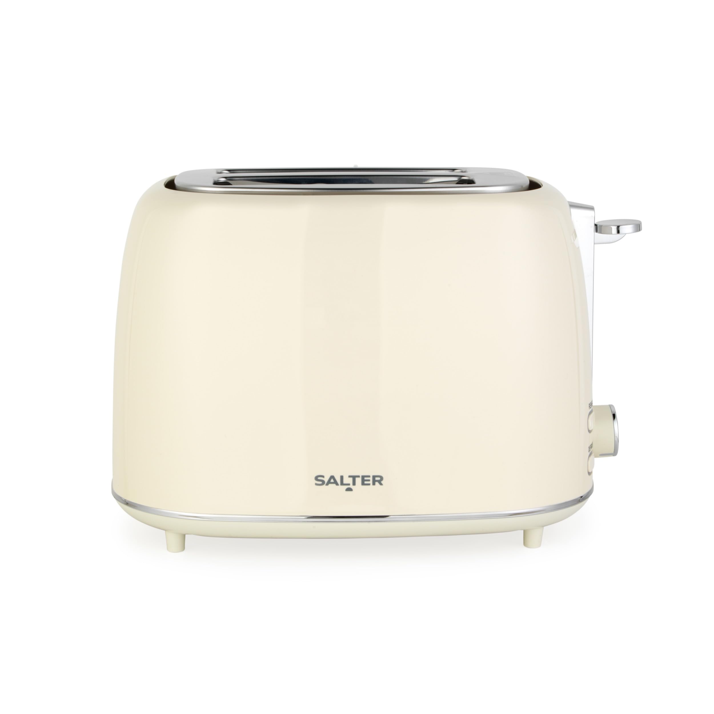 Salter Retro Cream 2-Slice Toaster - Wide Slots, Plastic, 6 Browning Levels, Defrost, Reheat & Cancel, High-Lift Eject, Removable Crumb Tray, Self-Centring, Anti-Jam Function, Vintage Design, 815W