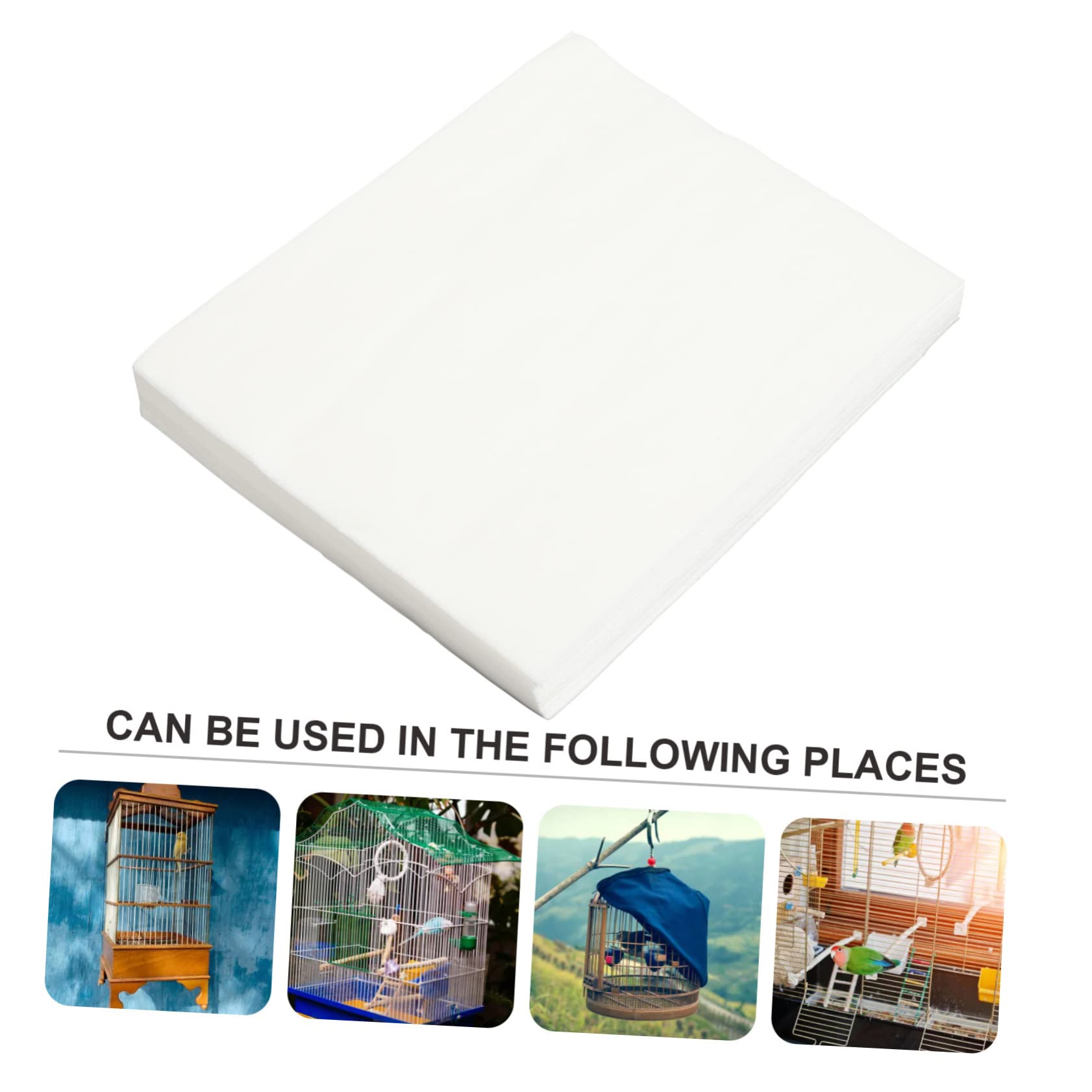 100Piezas Forros Desechables para Jaula de Pájaros Alineador Absorbente Excrementos Cojines de No Tejida Accesorios para Jaulas de Periquitos y Material Seguro y Natural
