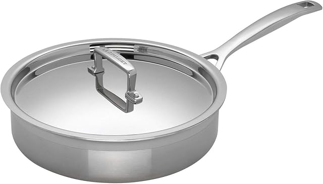 Le Creuset 3-Ply Stainless Steel Sauté pan with Lid, 24 x 6.5 cm