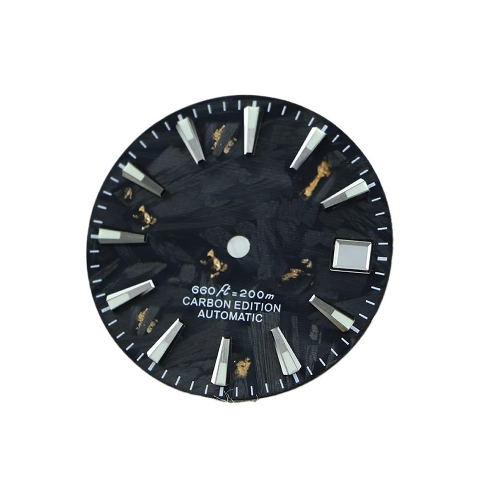 1 szt. 28,5 mm tarcza z włókna węglowego do mechanizmu NH35 BGW9 Lume bez logo tarczy zegarka(Gold speckle,Silver index)