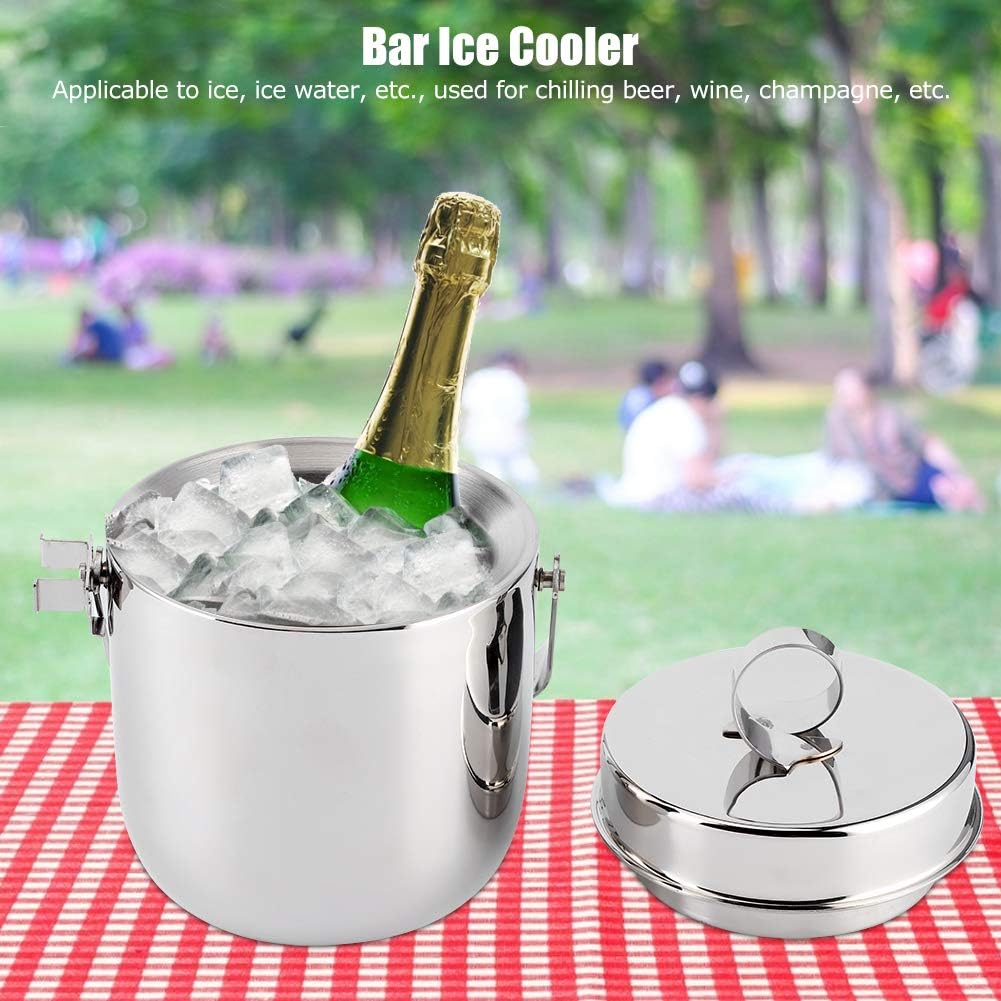 Portable Ice Bucket, Ice Barrel, Wine Ice Barrel, Stainless Steel Double Walled Ice Bucket Wine Champagne Container Drinkware Bar Accessory Bar KTV Utensils Supplies
