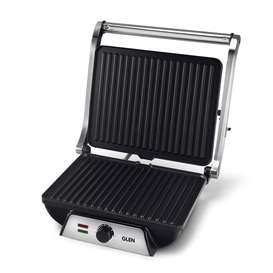 Glen Contact grill toaster sandwich maker, 2000W with Oil Collector Tray and 180 Degree Opening (Silver, 3031)-picture-33