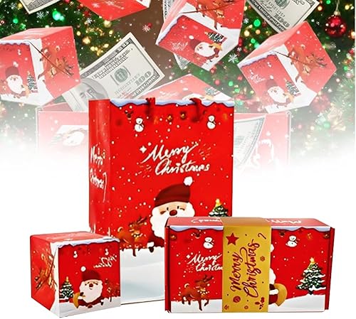 Seivble Caja de regalo sorpresa Explosion for Money, caja de regalo plegable de rebote para Navidad, sobre rojo, explosión de efectivo, idea de