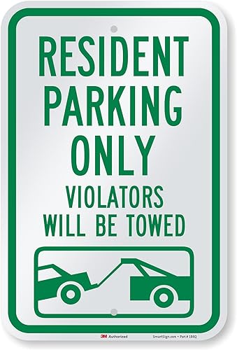 Miniatura 9 de SmartSign Letrero con texto en inglés "Resident Parking Only, Violators Towed"  12 x 18 pulgadas, aluminio reflectante de grado diamante 3M