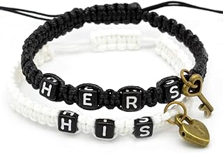 Adjustable Personalized Custom His and Hers Bracelets Gift for Couple Gifts 2pcs Women Men Lover form His and Hers Forever Friend Matching Set Anniversary Promise Gifts