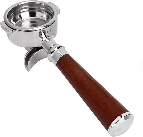 Portafiltro espresso de acero inoxidable de 2.283 in, mango de palisandro, boquilla doble, cafetería y hogar