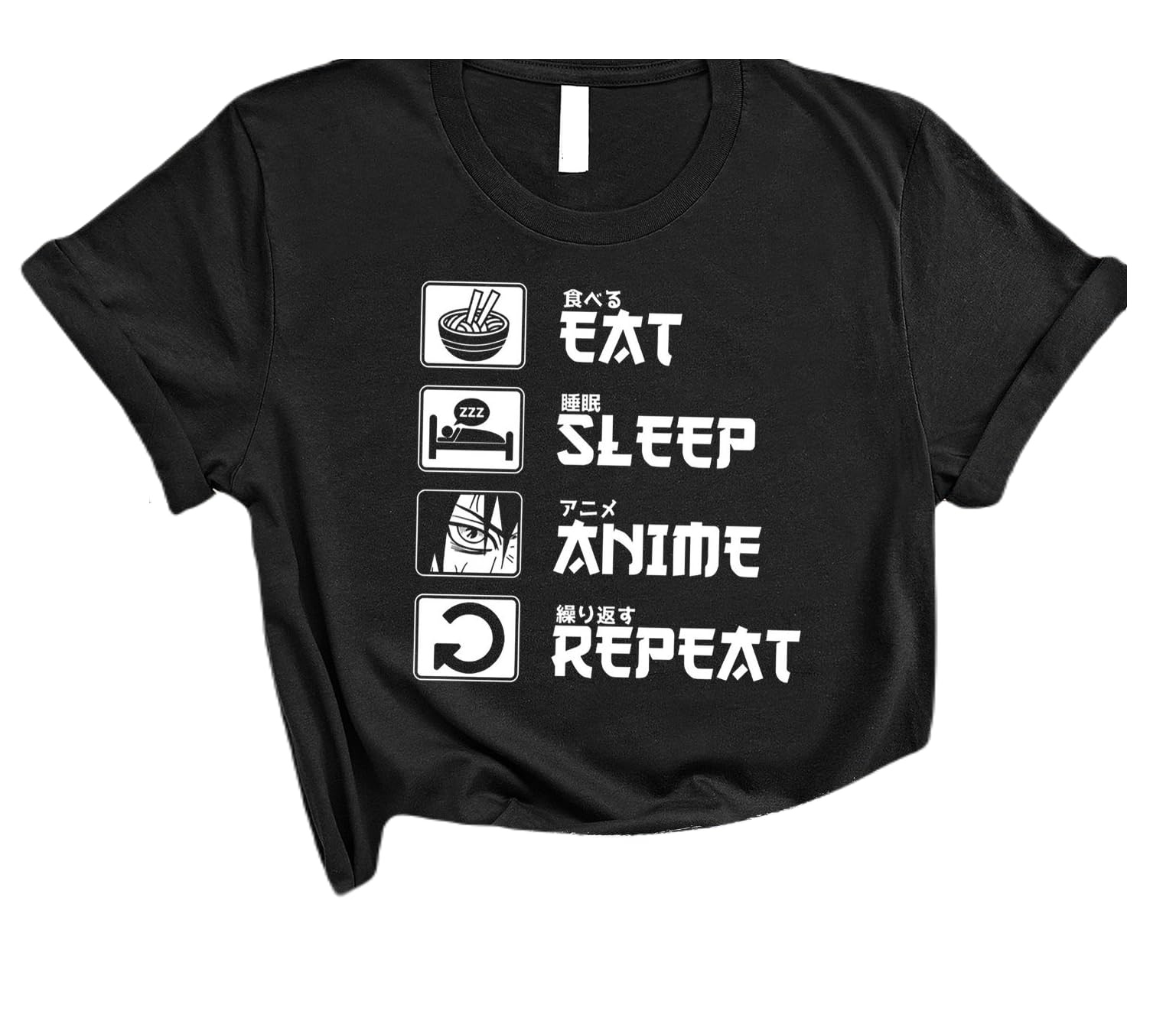 GenericShirt Eat And Sleep Anime Repeat Anime Manga Japanese Manga Otaku Anime Fan TShirt Tee T Shirt