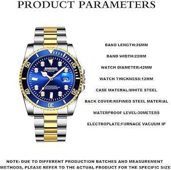Tiong Orologi Mens Fashion Business Acciaio inossidabile Data Impermeabile Analogico Orologio al Quarzo Argento Blu Orologio Da Polso per Uomo (Argento Blu), Argento-blu