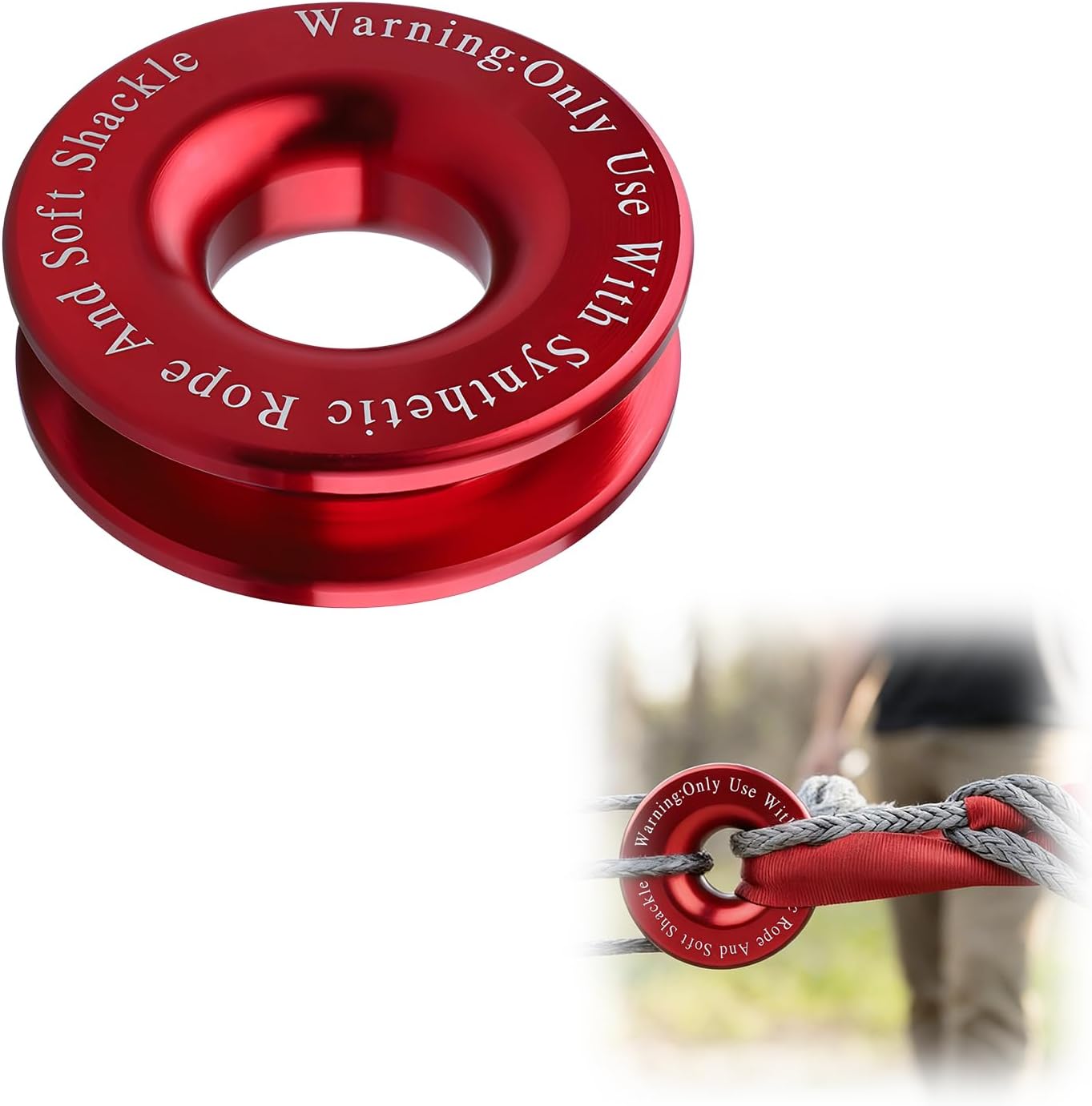 Winch Snatch Recovery Ring, Heavy Duty Winch Snatch Towing Ring for Soft Shackle & Synthetic Rope, Automotive Recovery Pulley System Accessory for ATV UTV SUV Off-Road Vehicle (Blue)