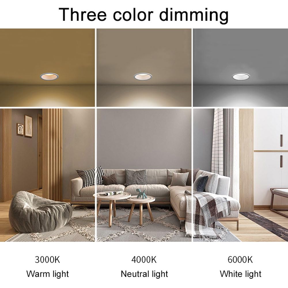 12 Unidades De Focos Led Empotrables Regulables De 3 Colores, Downlight Blanco Ultrafino De 3,3 Pulgadas, Foco De Techo Led De 6 W, Focos Empotrables Antideslumbrantes, L