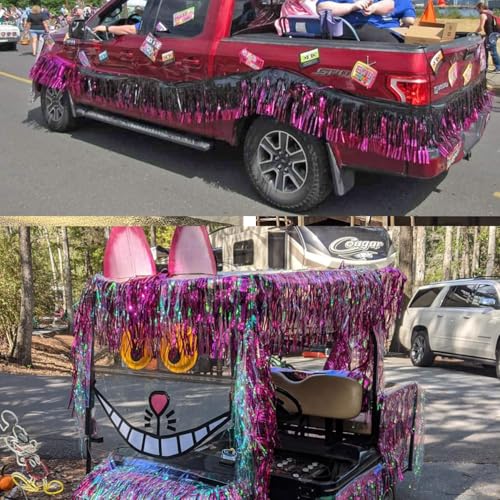 Image of Foil Fringe Garland - Pack of 3- Metallic Parade Floats Skirting Tinsel Streamers Banner for Birthday Wedding Dec 4th of July Homecoming Float (Fuchsia)