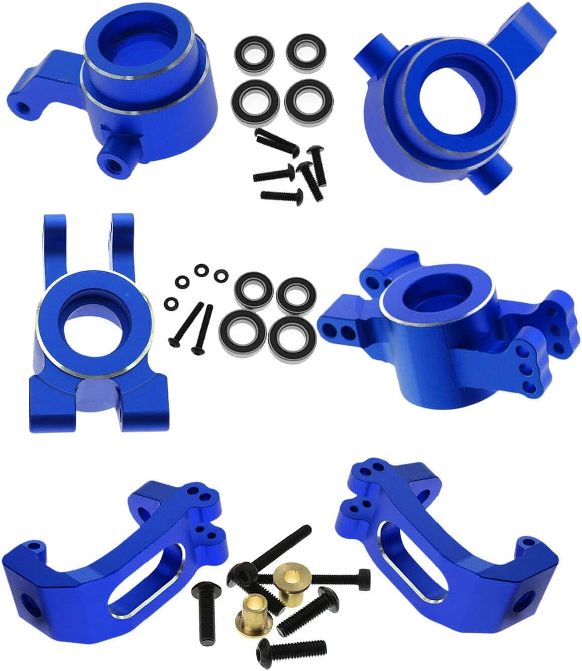 RC Alloy Caster Block & Steering Blocks & Rear Stub Axle Carriers Upgrades Part for 1/8 Sledge 4WD, Hops up for Sledge 4WD Monster Truck #95076-4,Replace #9537,#9532,#9552,Navy Blue