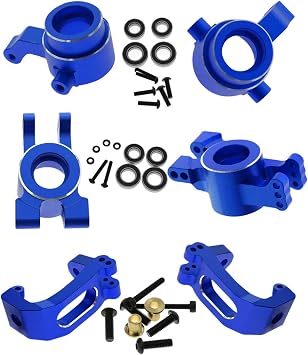 RC Alloy Caster Block & Steering Blocks & Rear Stub Axle Carriers Upgrades Part for 1/8 Sledge 4WD, Hops up for Sledge 4WD Monster Truck #95076-4,Replace #9537,#9532,#9552,Navy Blue