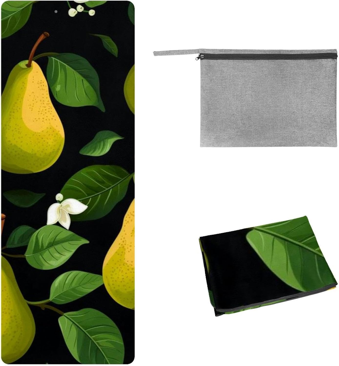 Yoga Towel, Pear Pattern Non Slip Sweat Absorbent Hot Yoga Mat Towel for Hot Yoga, Pilates and Fitness - 72.8" x 26.8"