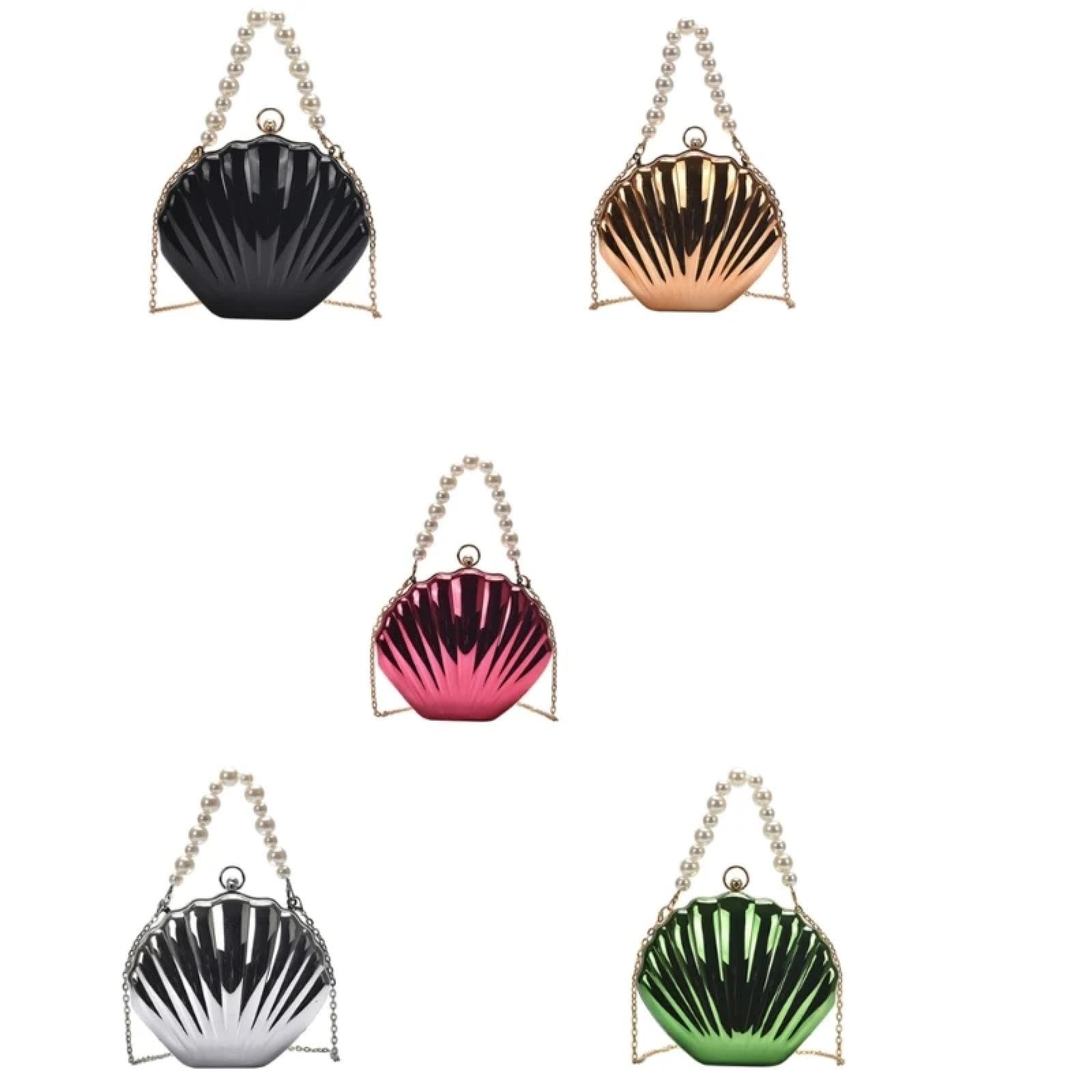 Abendtasche Damen Clutch Damen Muschel-Form Schulter Tasche Mit Perlen Griff Umhängetasche Mit Kette Mode Party Hochzeit Clutch Handtasche Täglich Gebrauch