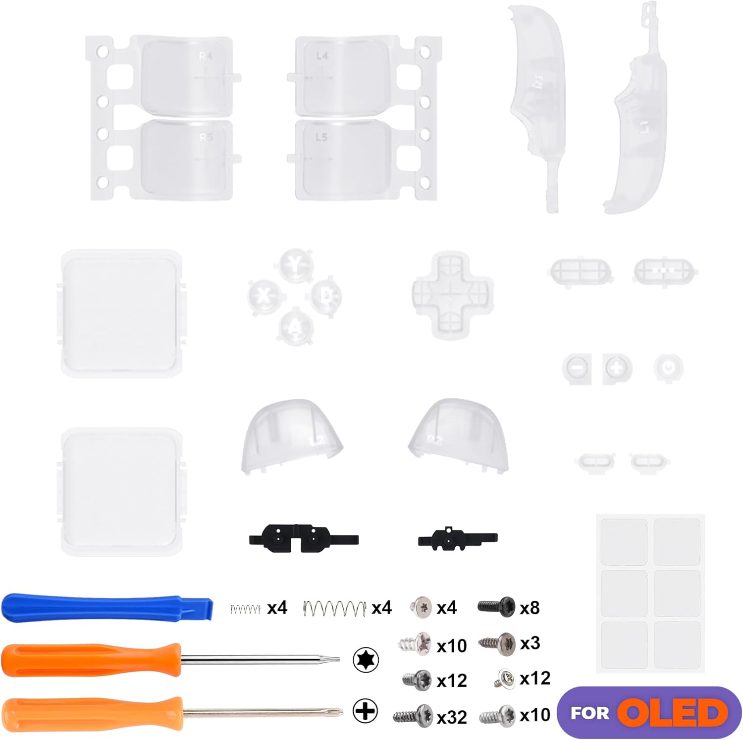 eXtremeRate Replacement Full Set Buttons + Custom Face Clicky Kit for Steam Deck OLED - Clear
