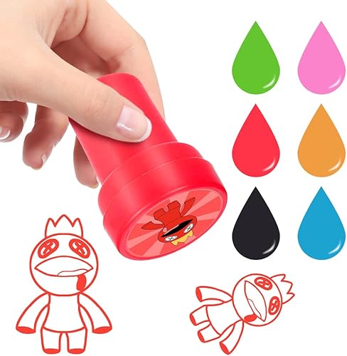 Miniatura 3 de Draaz Sellos de fiesta con temática de arcoíris para niños 24 sellos autoentintados surtidos para bolsas de regalo recuerdos de fiesta de cumpleaños