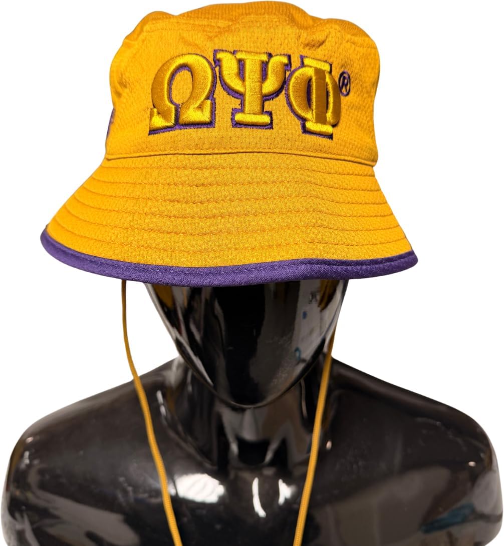 Omega Psi/Ψ Phi Novelty Bucket Hat [Old Gold] - ID#76114