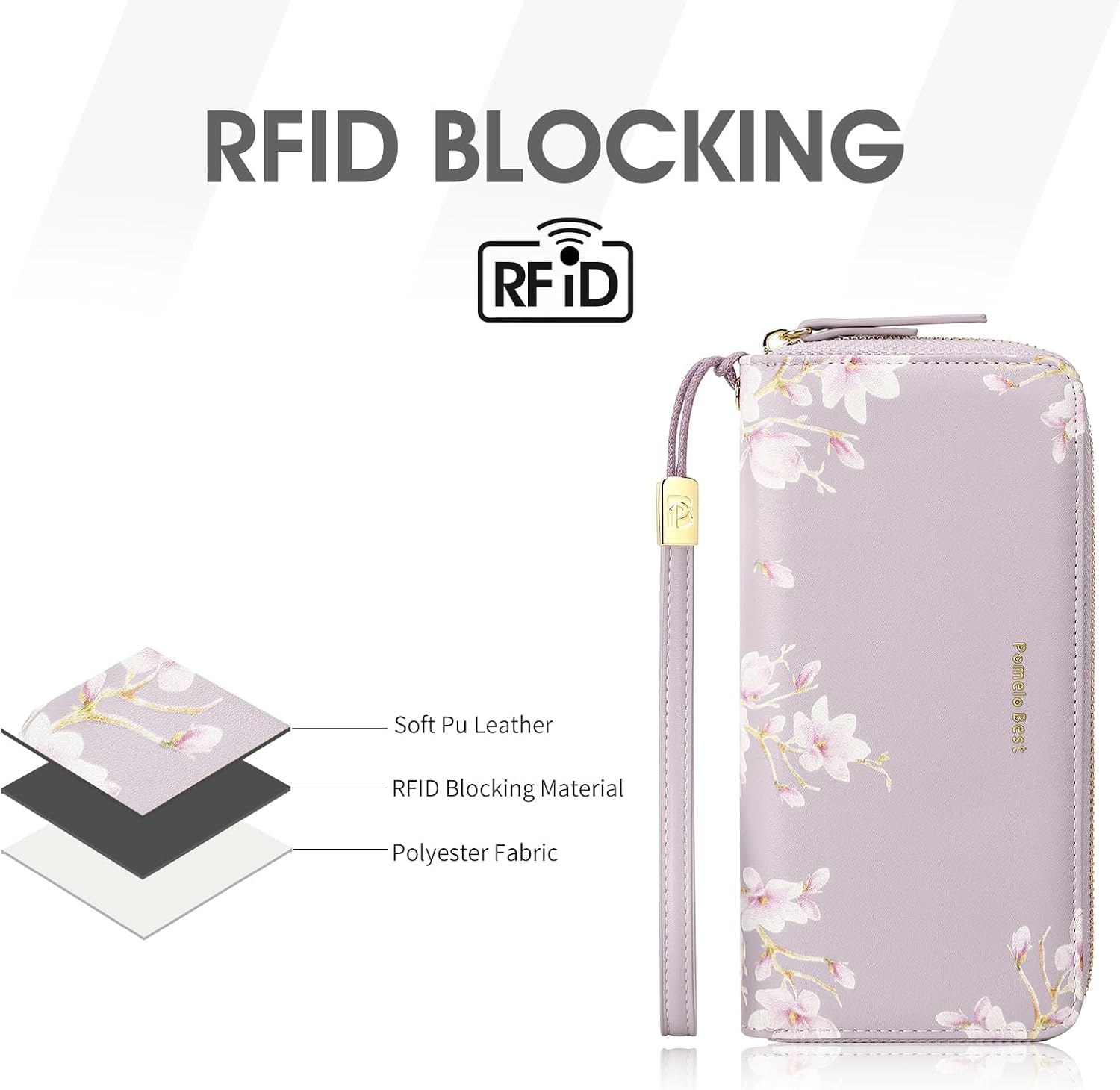 Pomelo Best Womens Wallet RFID Blocking Leather Multi Credit Card Large Capacity Wristlet Zip Around Long Wallets for Lady - Image 6