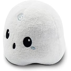 TeeTurtle - The Original Reversible Ghost Plushie - White + Black - Cute Sensory Fidget Stuffed Animals That Show Your Mood - Perfect for Halloween!