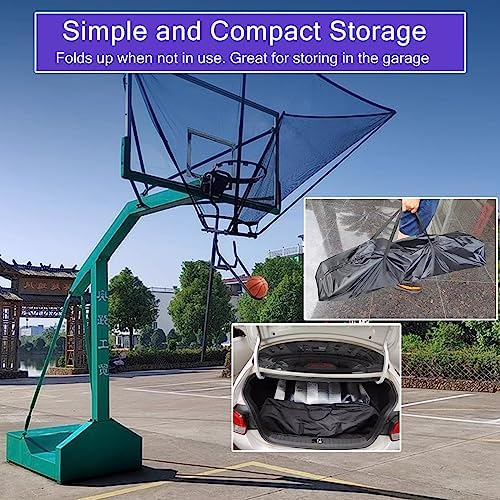 Hanging Basketball Return，Basketball Shot Returner,Hanging Basketball Shot Return Net for Kids/Youth/Adults, Outdoor Folding Basketball Training Rebounder Attachment System with Carry Bag, E