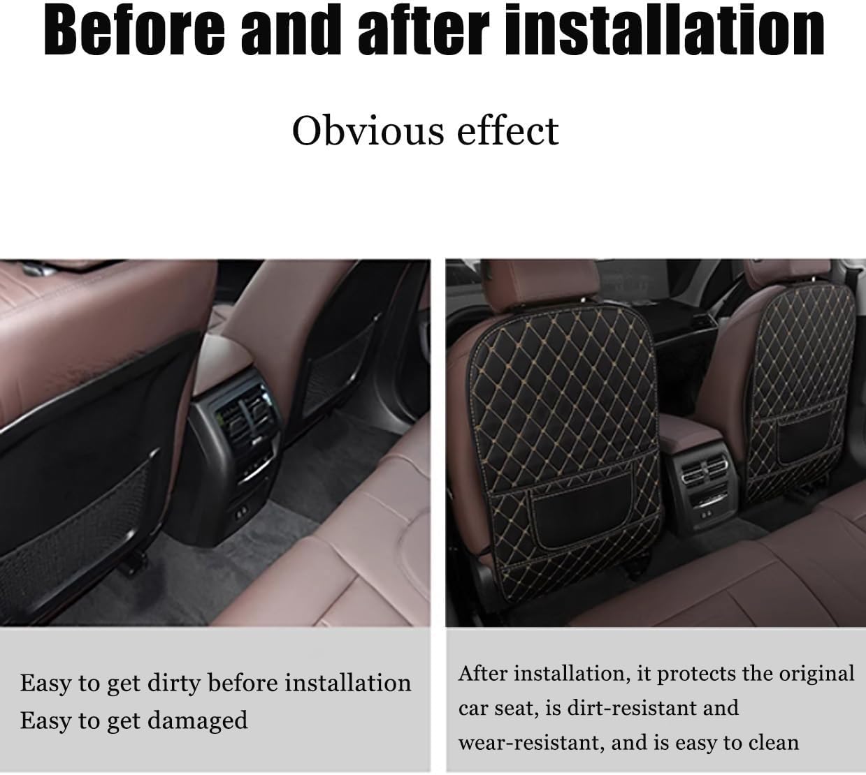 2 Pcs Car Seat Kick Mats Back Seat Protector for Lucid Gravity Touring Gravity Grand Touring, Car Leather Kick Mats, Car Seat Back Protection Pad, Anti-Kick Scratch Resistant,B Long-Black1